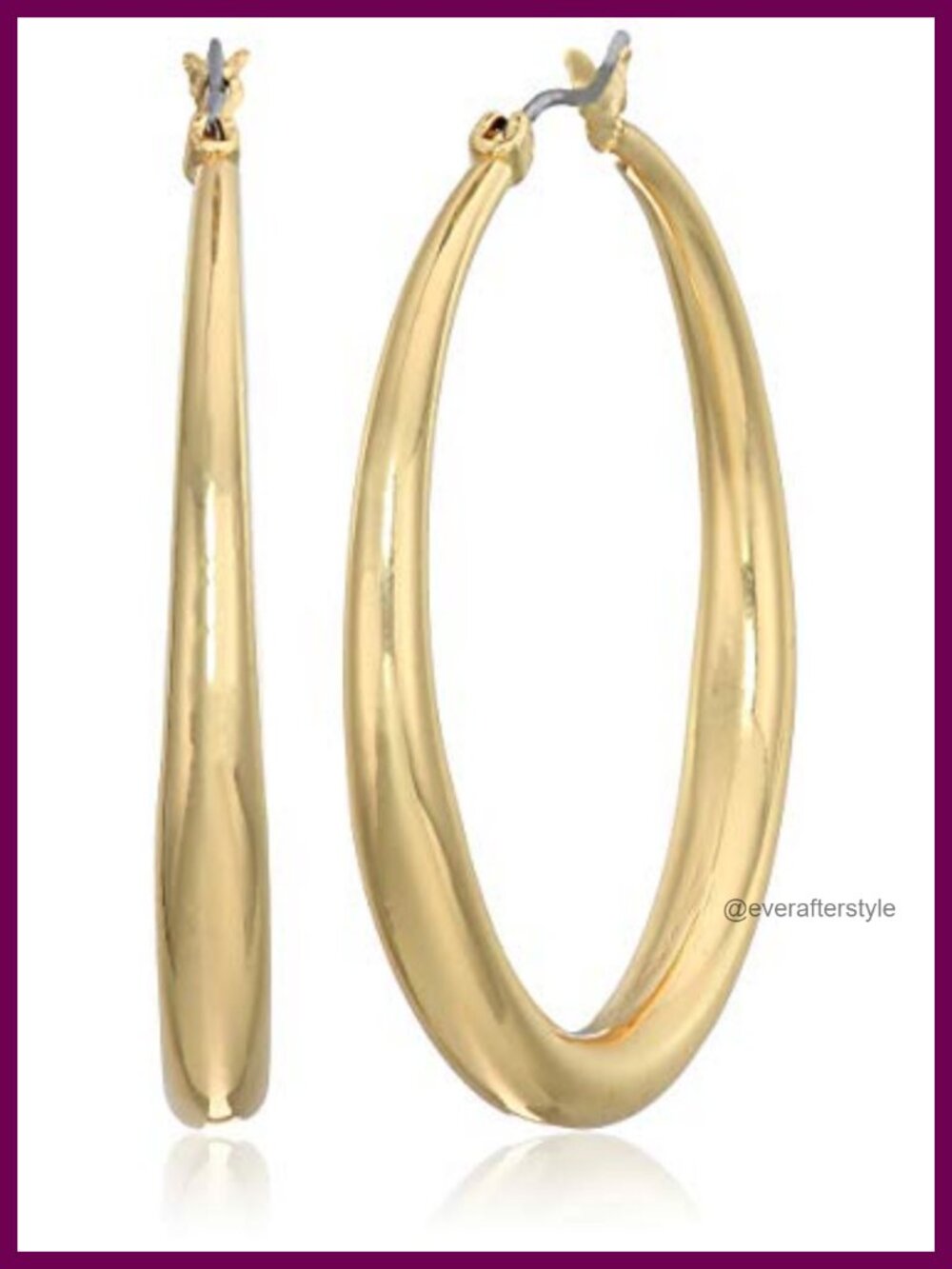 Large Hoop Earrings Gold Tone Click Top Lightweight Steel Statement Jewelry